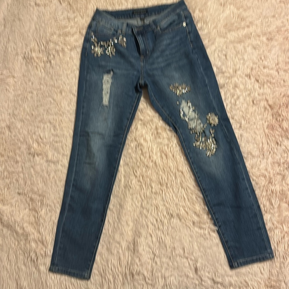 Boston Proper denim pants with jewelry applied size 29.